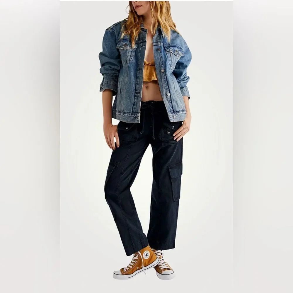 Free People Black Tahiti Cargo Pants